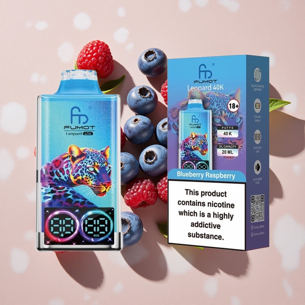 Fumot Leopard 40K Puffs Vienreizlietojamais Vape Zemenes Aveņu (Blueberry Raspberry) ar 700mAh Bateriju un Type-C Uzlādi