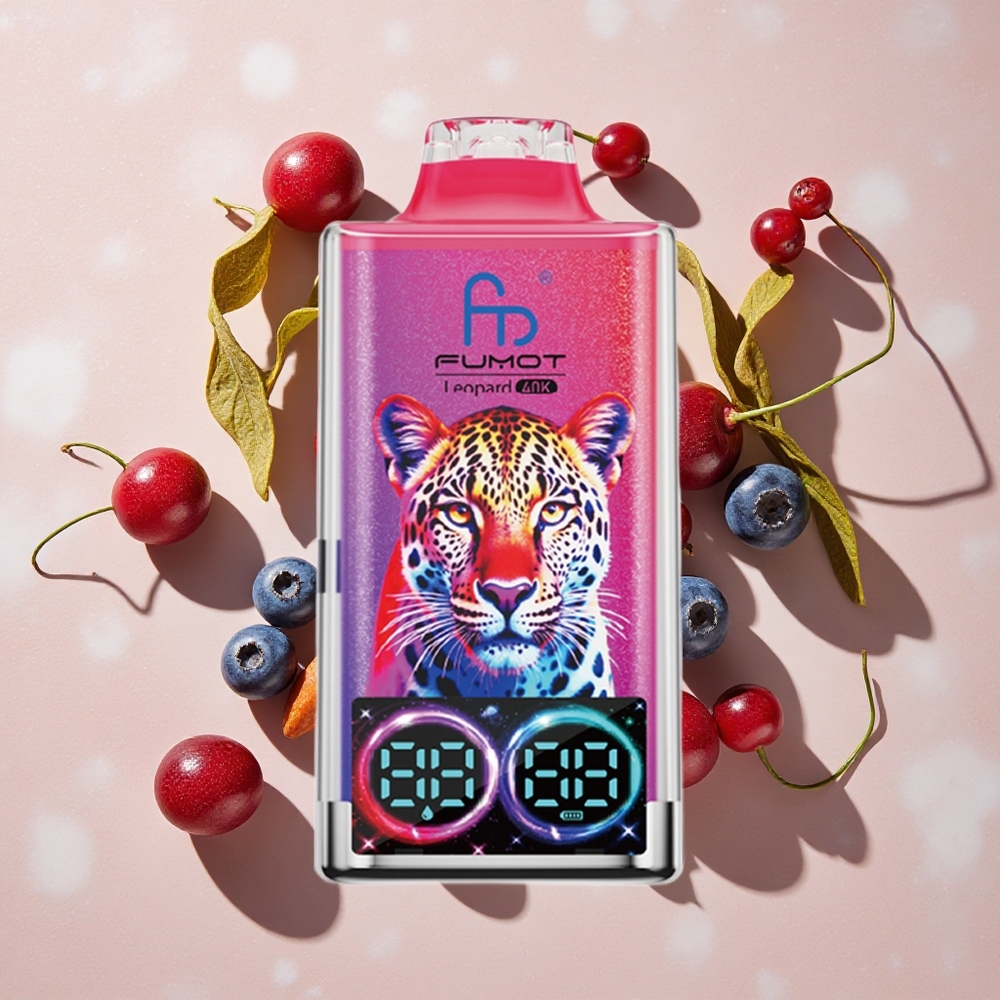 Fumot Leopard 40K Puffs Vienreizlietojamais Vape Zilene Ķiršeja Brūkleņu ar 700mAh Bateriju un Type-C Uzlādi