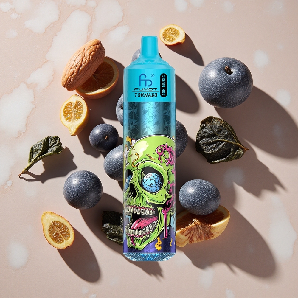 Fumot RandM Tornado 30000 Puffs Vienreizlietojamais Vape Melnā Ledus (30 000 pufi, 30mL)