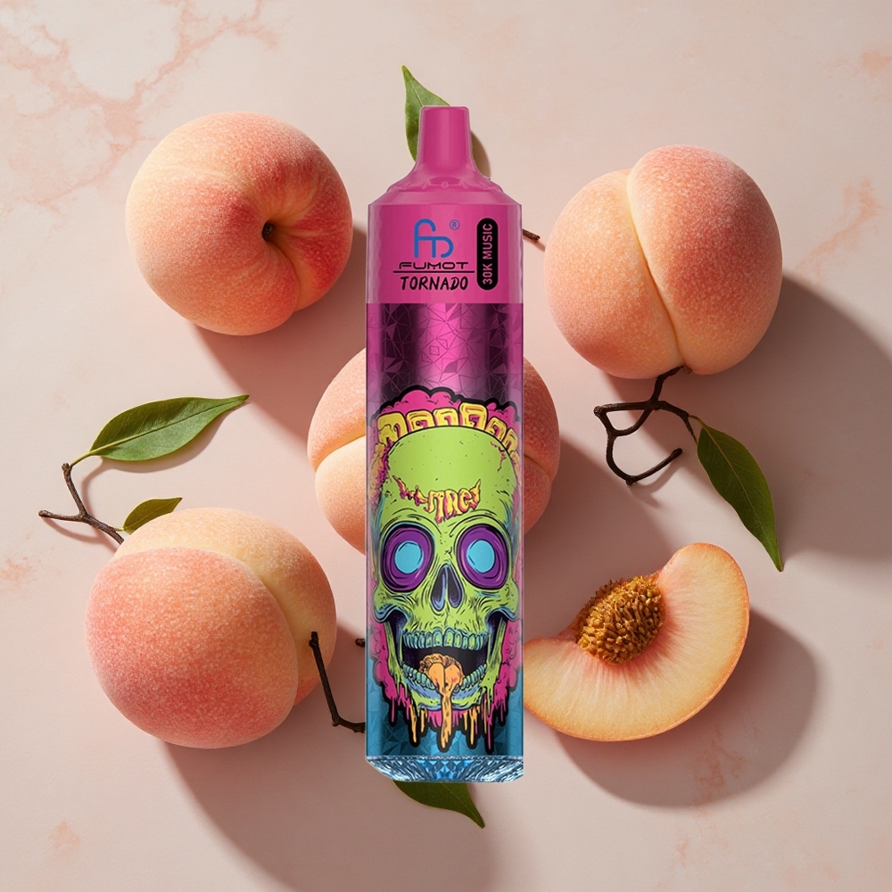Fumot RandM Tornado 30000 Puffs Vienreizlietojamais Vape Persiku Ledus (30mL, 2%/5% nikotīns)
