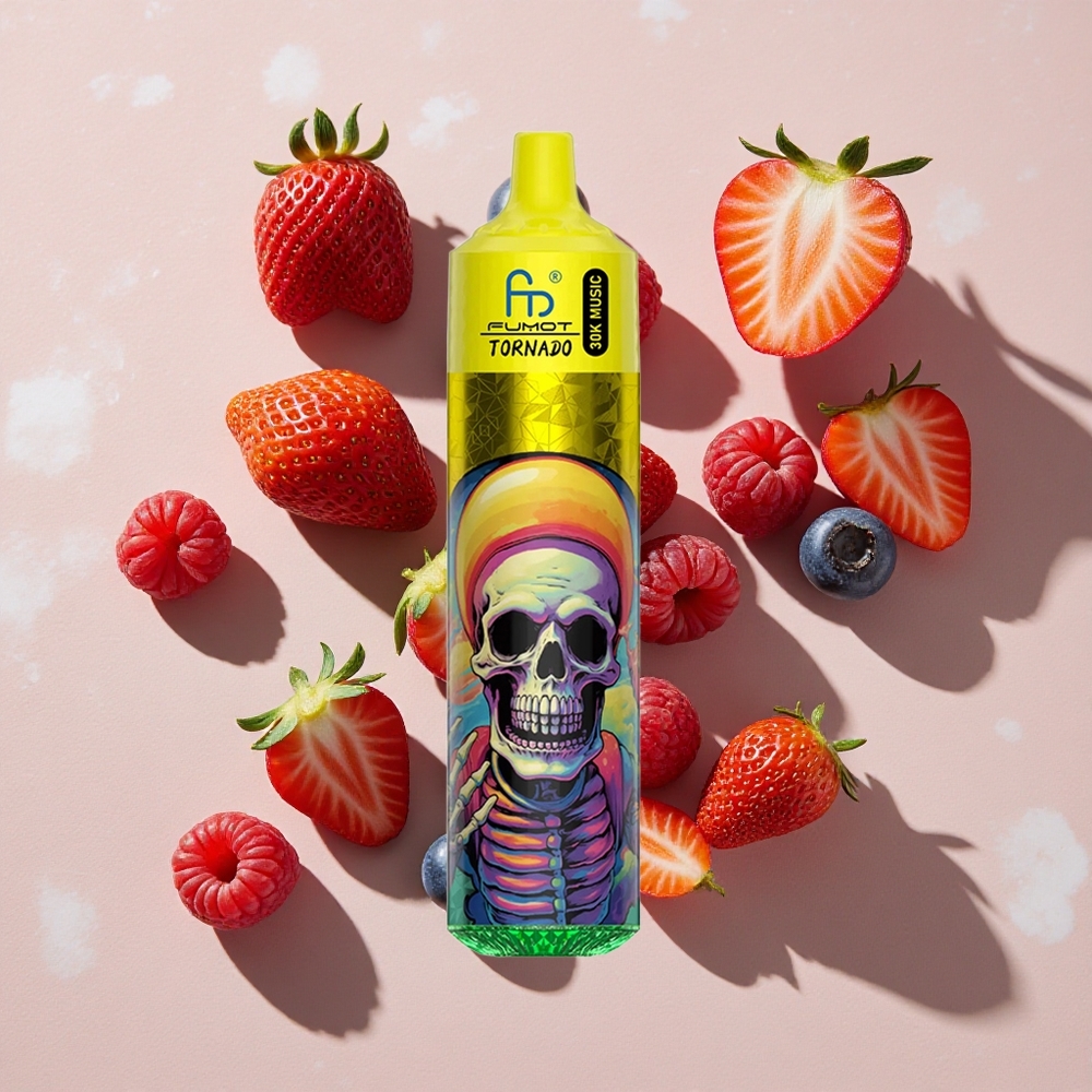 Fumot RandM Tornado 30000 Puffs Vienreizlietojamais Vape Zemenes, Mellenes, Aveņu (30mL, 2%/5% nikotīns)