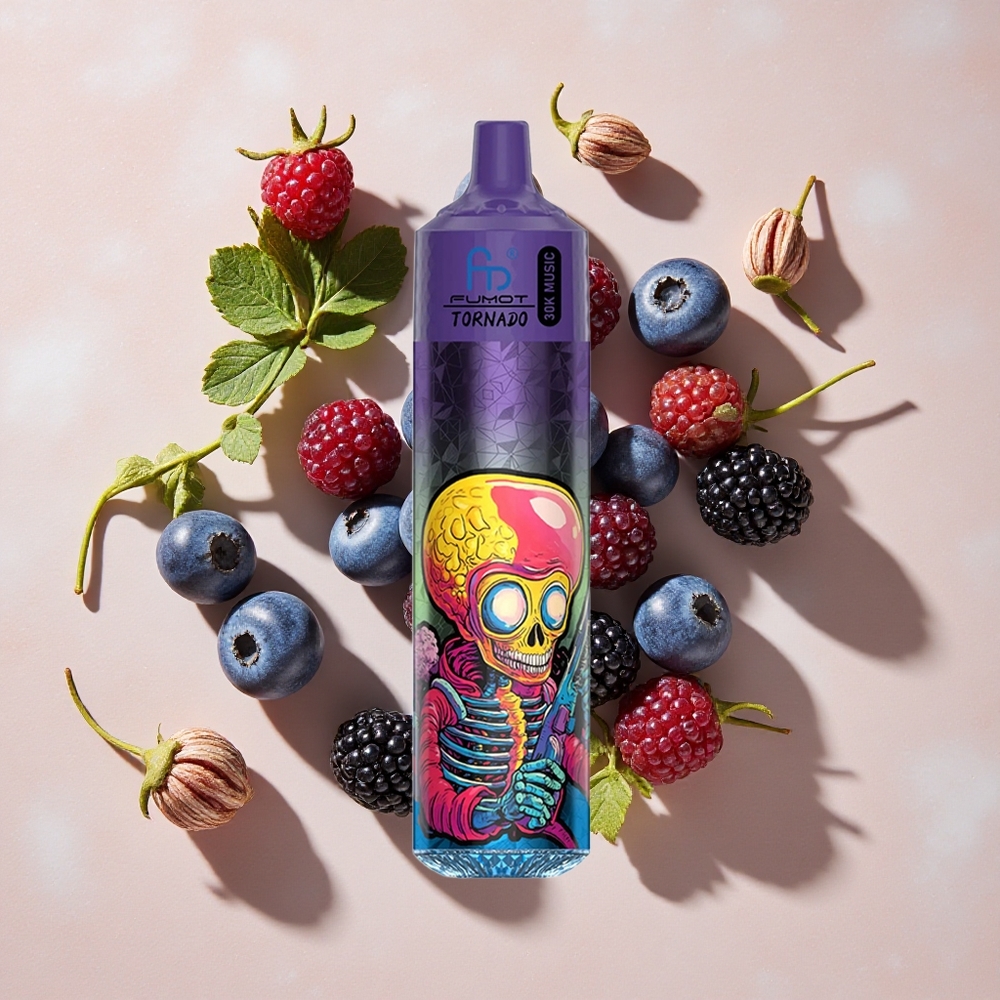 Fumot RandM Tornado 30000 Puffs Vienreizlietojamais Vape Zilenā Oga Melnā Oga, 30mL