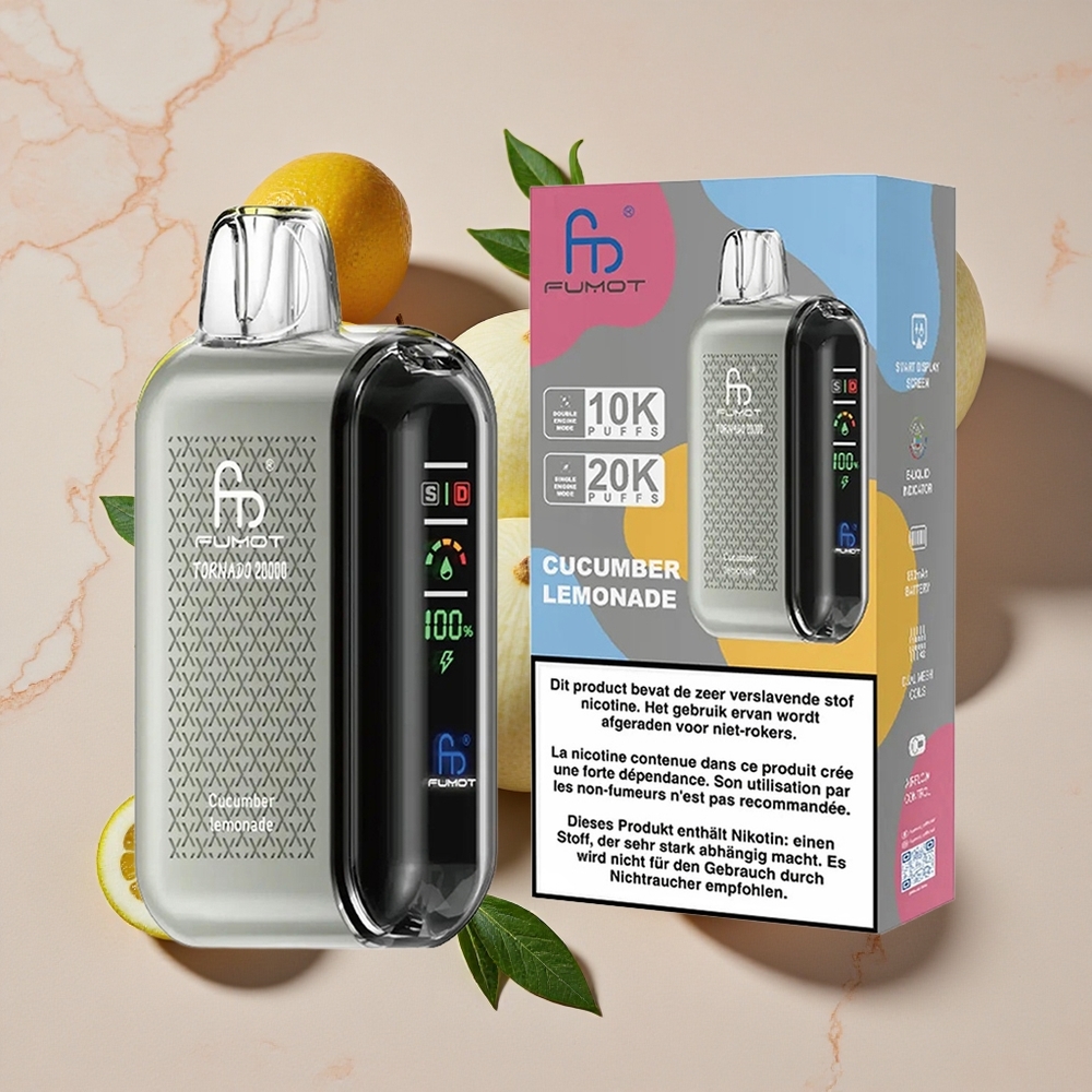 Fumot Tornado 20000 Puffs Izkārtojuma Dispečers Gurkšķu Limonāde, 20ml E-šķidrums, 850mAh Akumulators