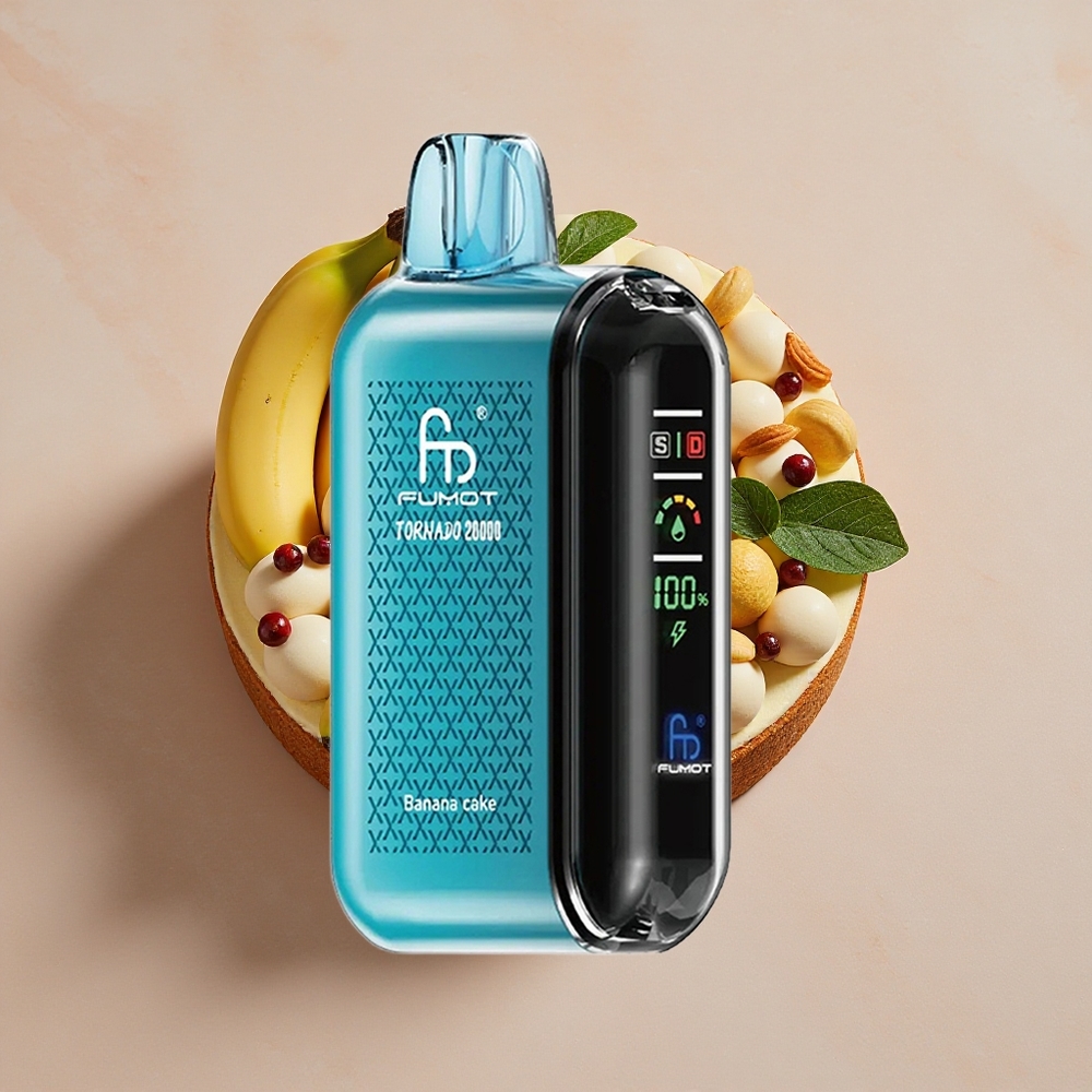 Fumot Tornado 20000 Puffs Vienreizlietojamais Vape Banānu Kūka ar 20ml E-liquid un 850mAh Akumulatoru