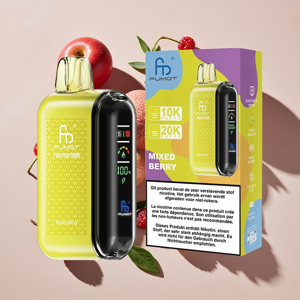 Fumot Tornado 20000 Puffs Vienreizlietojamais Vape Jauktās Ogles ar 20ml E-gāzes un 850mAh Akumulatoru