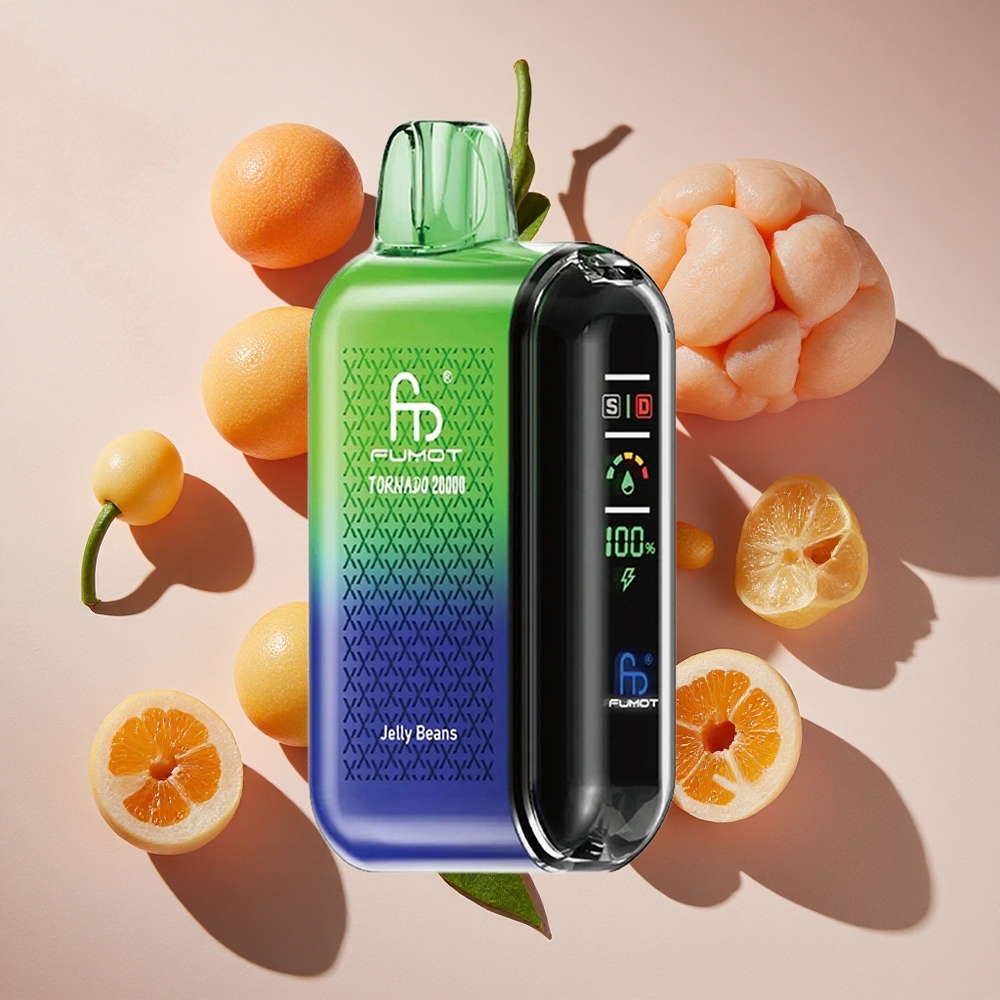Fumot Tornado 20000 Puffs Vienreizlietojamais Vape Jelly Beans ar 20ml e-kvids un 850mAh bateriju