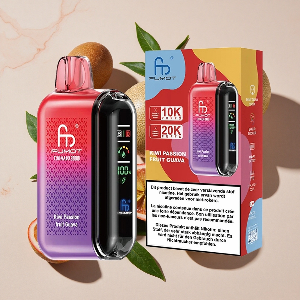Fumot Tornado 20000 Puffs Vienreizlietojamais Vape Kivi Pasifloras Guava ar 20ml E-Šķidruma Ietilpību