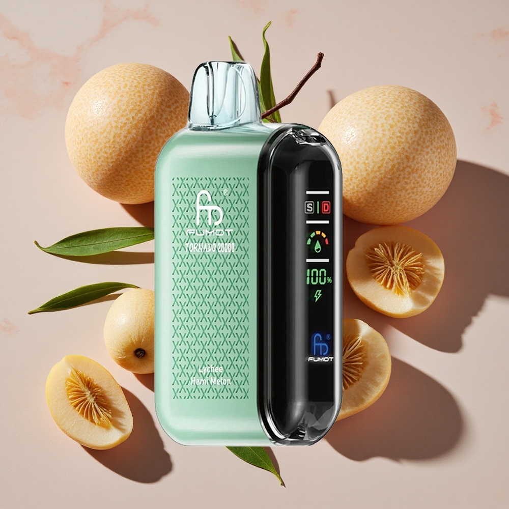 Fumot Tornado 20000 Puffs Vienreizlietojamais Vape Liči Hamimelone (20ml E-šķidruma ietilpība, 850mAh Akumulators)