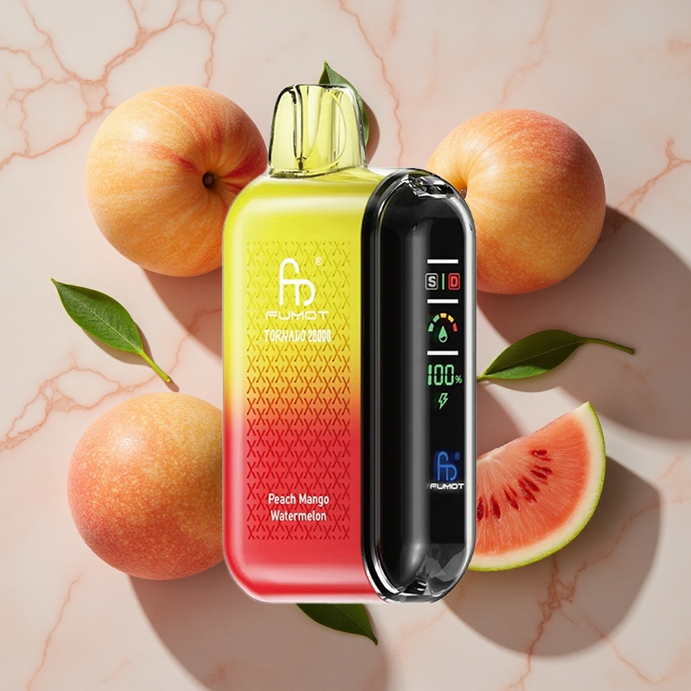 Fumot Tornado 20000 Puffs Vienreizlietojamais Vape Persiku Mango Arbūzs ar 20ml E-šķidruma ietilpību un 850mAh Akumulatoru