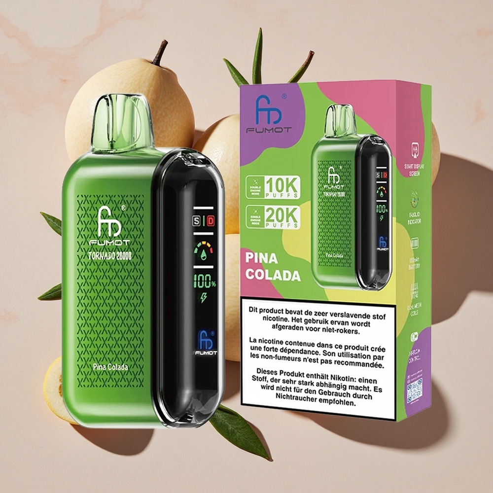 Fumot Tornado 20000 Puffs Vienreizlietojamais Vape Pina Kolāda ar 20ml E-šķidruma ietilpību un 850mAh Akumulatoru