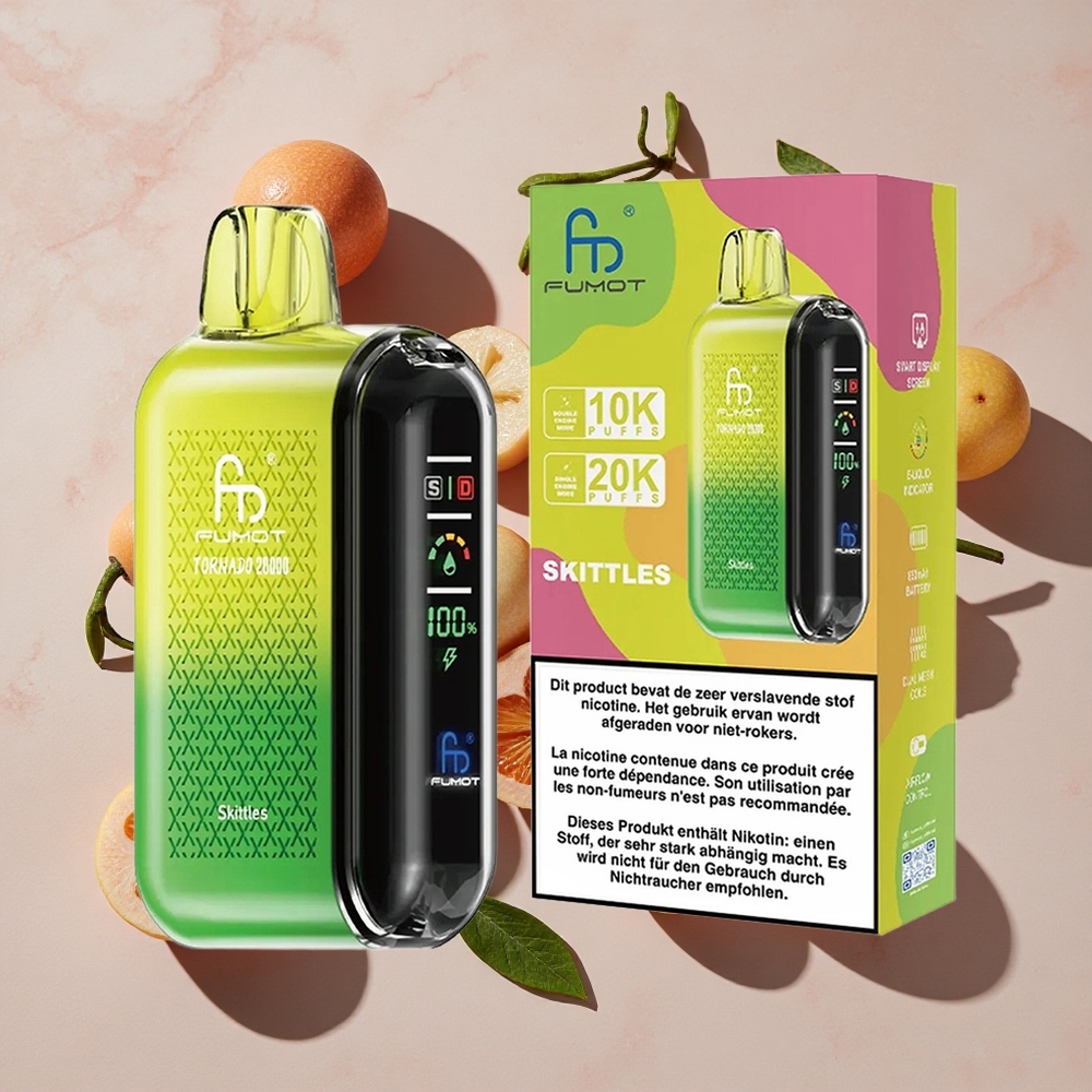 Fumot Tornado 20000 Puffs Vienreizlietojamais Vape Skittles (Skittles) ar 20ml e-šķidruma ietilpību un 850mAh akumulatoru