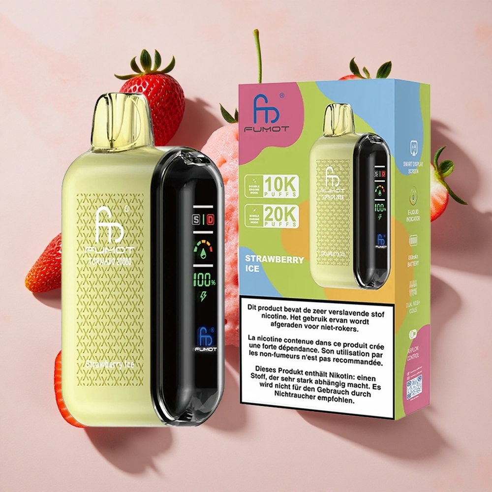Fumot Tornado 20000 Puffs Vienreizlietojamais Vape Zemeņu Ledus ar 20ml E-šķidruma & 850mAh