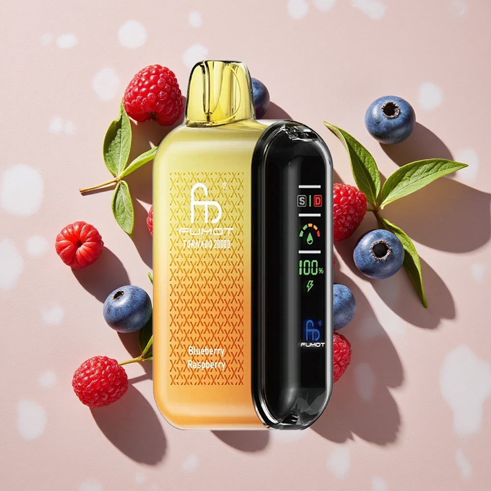 Fumot Tornado 20000 Puffs Vienreizlietojamais Vape Zilā ērkšķoga & Aveņu ar 20ml E-liquid un 850mAh Battery