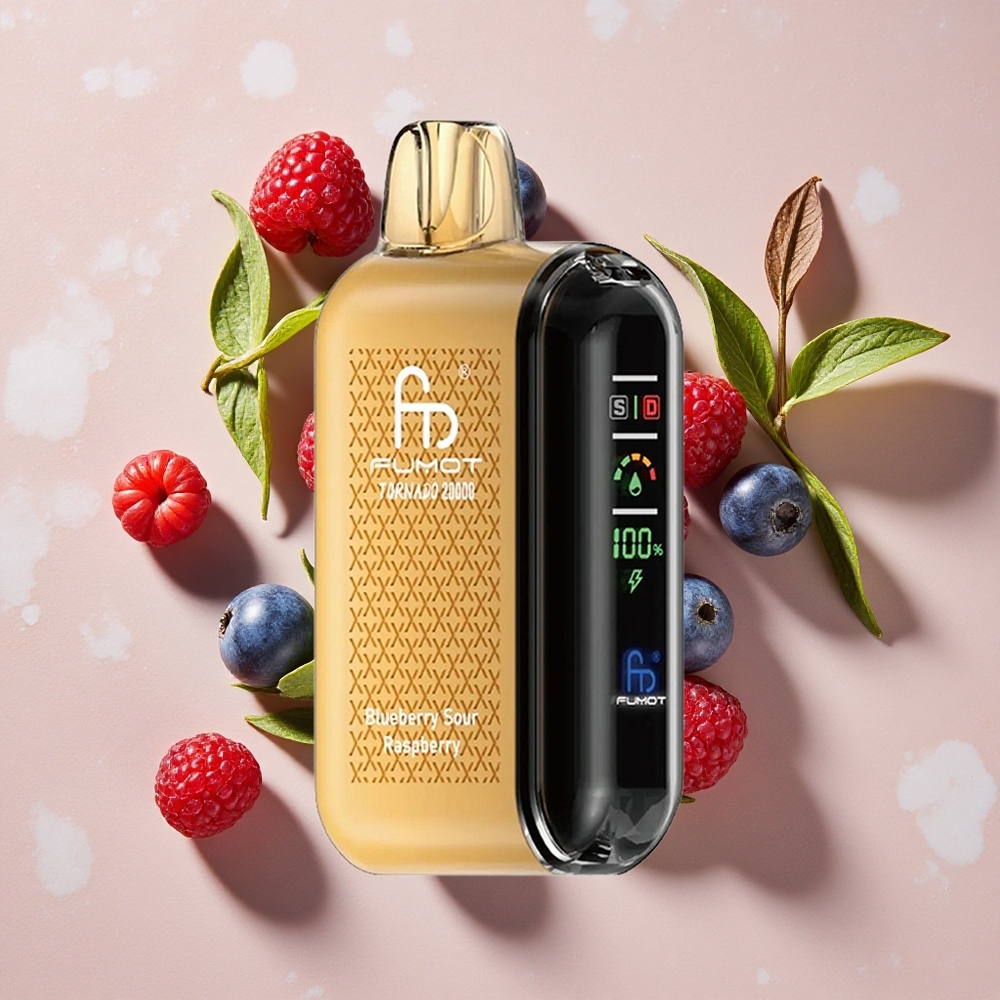 Fumot Tornado 20000 Puffs Vienreizlietojamais Vape Zilā ērkšķogu Avenes ar 20ml E-gružu ietilpību un 850mAh Akumulatoru