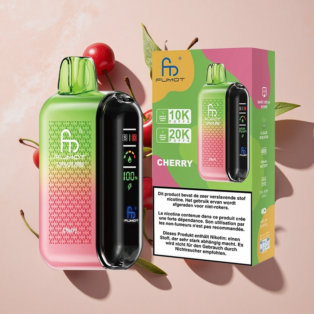 Fumot Tornado 20000 Puffs Vienreizlietojamais Vape Ķiršu 20ml E-likvida Ietilpība 850mAh