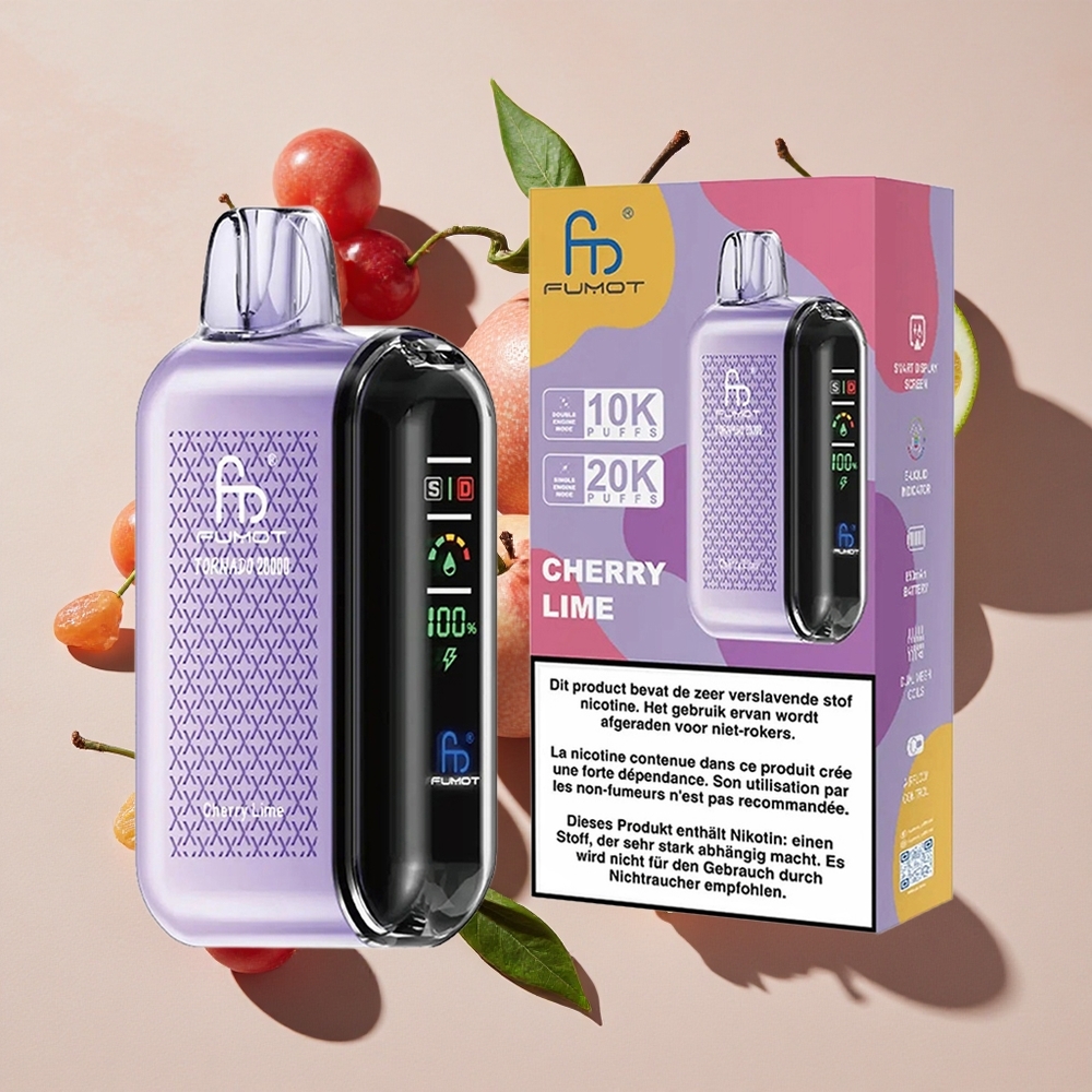 Fumot Tornado 20000 Puffs Vienreizlietojamais Vape Ķiršu Laišķis ar 20ml E-šķidruma un 850mAh Akumulatoru