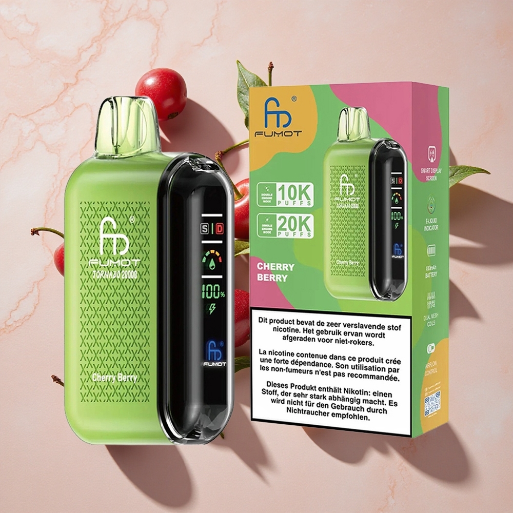 Fumot Tornado 20000 Puffs Vienreizlietojamais Vape Ķiršu-Ogu (20ml Eļļas Ietilpība)