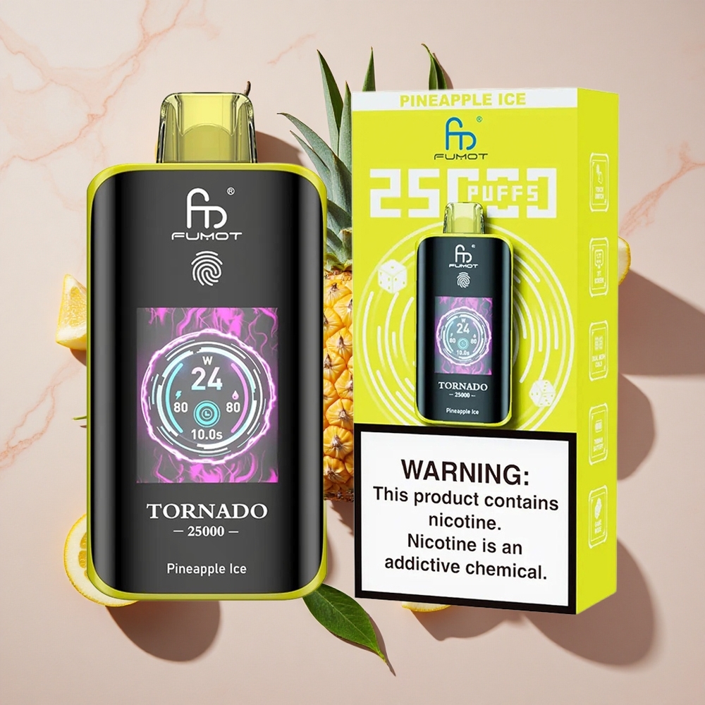 Fumot Tornado 25000 Puffs Vienreizlietojamais Vape Ananāsa Ledus ar 700mAh Akumulatoru un Type-C Uzlādi