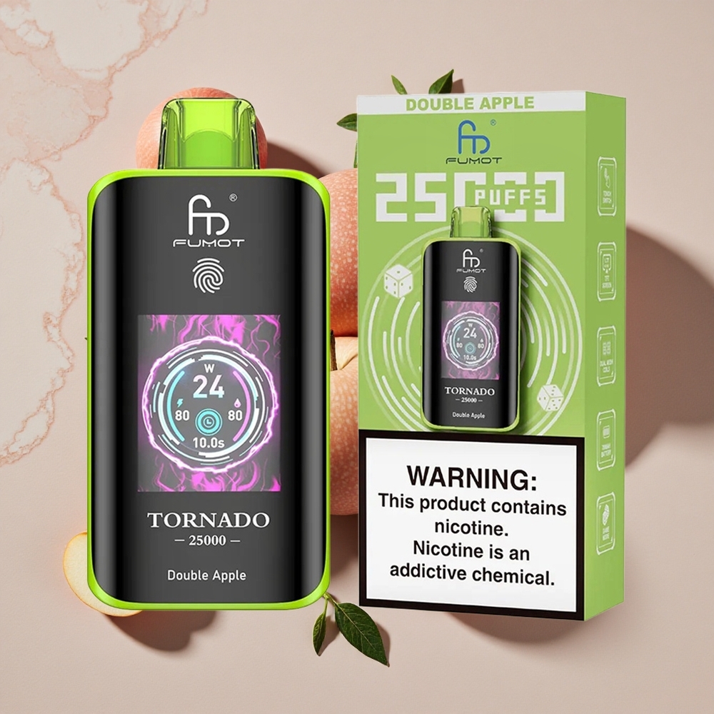 Fumot Tornado 25000 Puffs Vienreizlietojamais Vape Dubultā ābols ar 20ml e-šķidruma un Type-C uzlādi