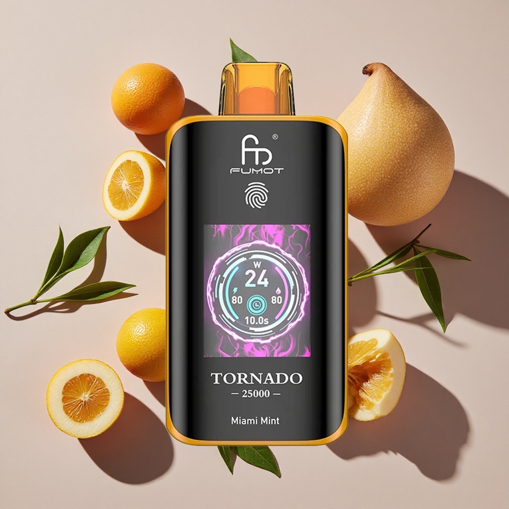 Fumot Tornado 25000 Puffs Vienreizlietojamais Vape Miamas Mētra ar 700mAh Uzlādējama Baterija un 20ml E-šķidrums