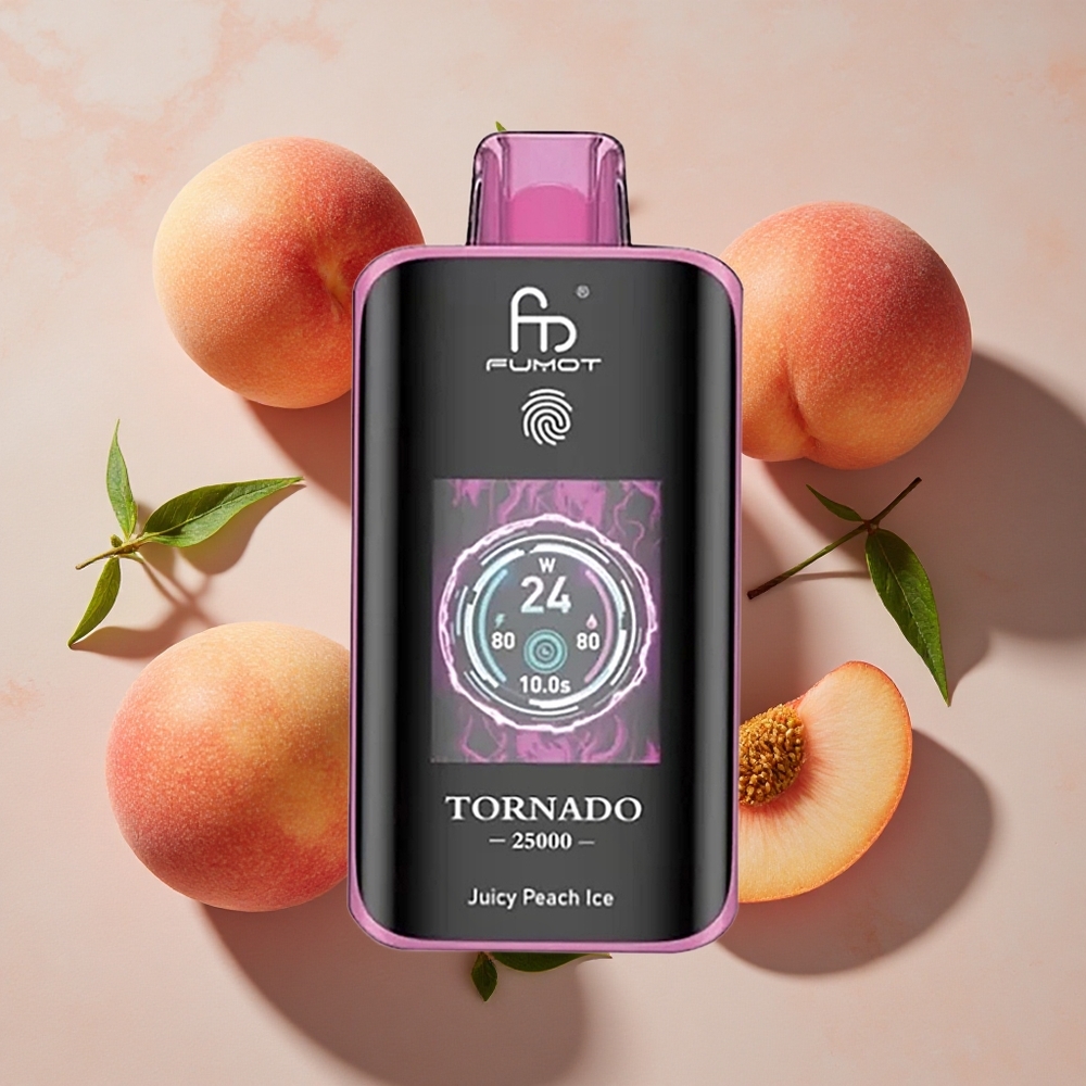 Fumot Tornado 25000 Puffs Vienreizlietojamais Vape Sulu Peach Ledus ar 20ml E-šķidruma un 700mAh Akumulatoru