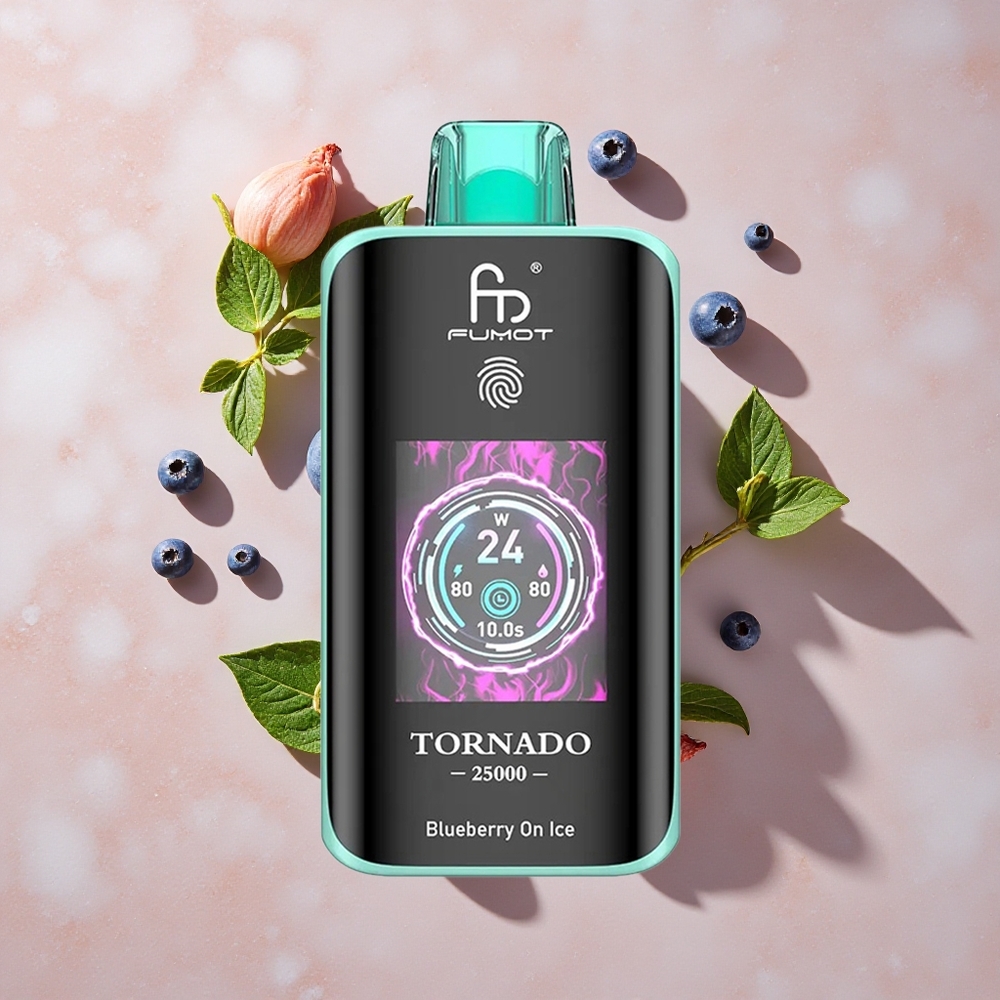 Fumot Tornado 25000 Puffs Vienreizlietojamais Vape Zemenes Ledus ar HD Ekrānu un 700mAh Akumulatoru
