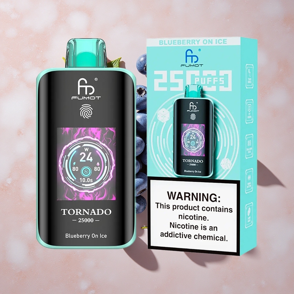 Fumot Tornado 25000 Puffs Vienreizlietojamais Vape Zemenes Ledus ar HD Ekrānu un 700mAh Akumulatoru
