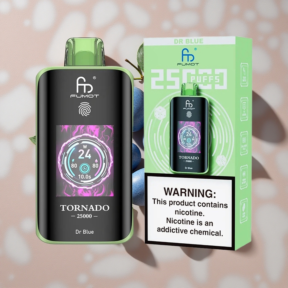 Fumot Tornado 25000 Puffs Vienreizlietojamais Vape Zils ar HD ekrānu un 20ml e-šķidruma