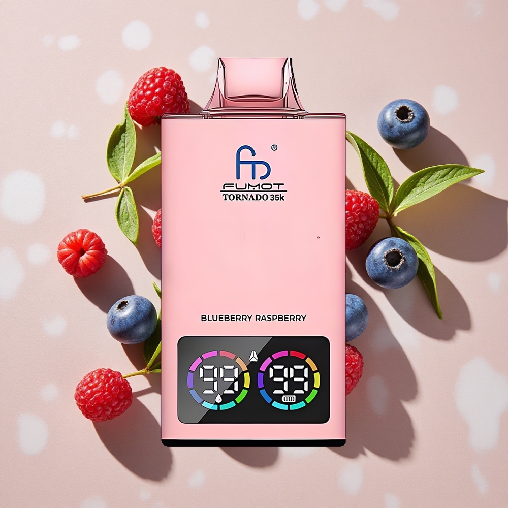 Fumot Tornado 35K Vienreizlietojamais Vape Dzērvene Aveņu (Dual Mesh Coil, 15ml E-šķidrums)