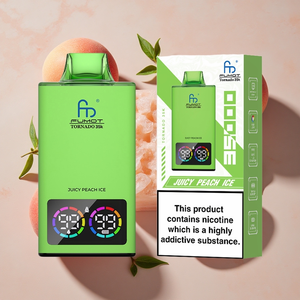 Fumot Tornado 35K Vienreizlietojamais Vape Dzidrs Persiku Ledus ar 15ml E-šķidruma un 700 MAH Akumulatoru