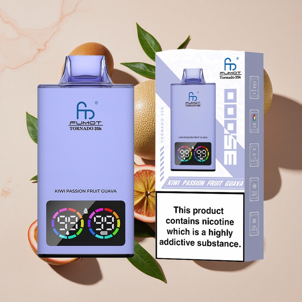 Fumot Tornado 35K Vienreizlietojamais Vape Kivi Pasiflora Guava ar 15ml e-šķidruma un 35000 piepildījumiem