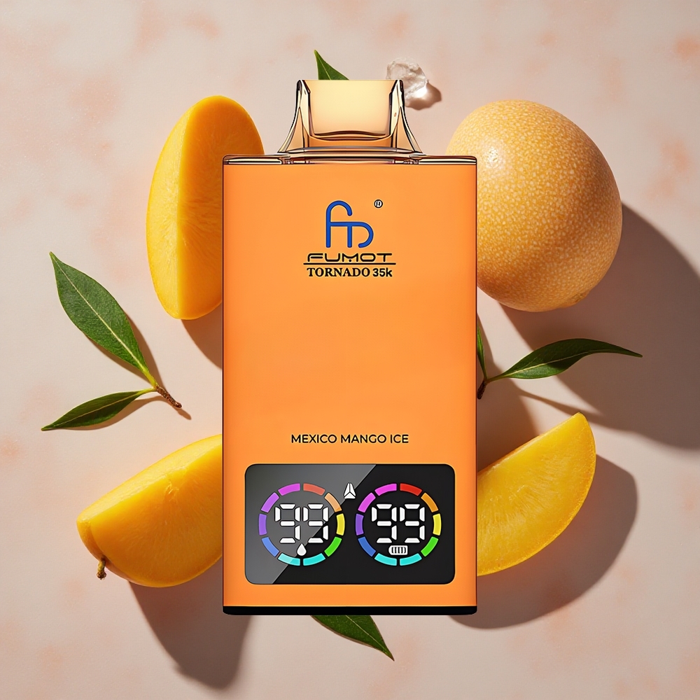Fumot Tornado 35K Vienreizlietojamais Vape Meksikas Mango Ledus ar Dual Mesh Coil un 15ml E-šķidrums