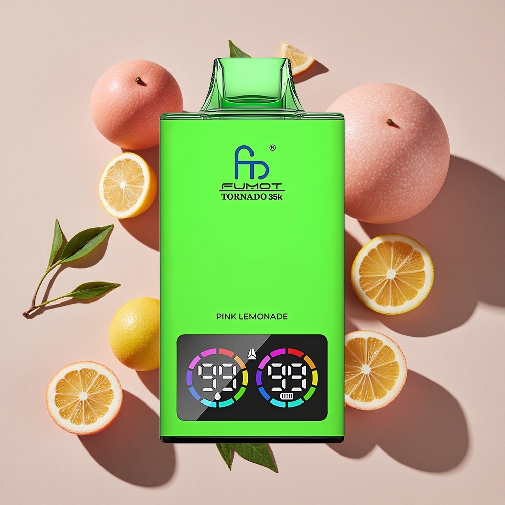 Fumot Tornado 35K Vienreizlietojamais Vape Rozā Citronāde ar 15ml E-gliemežu un 35000 Ivilcieniem