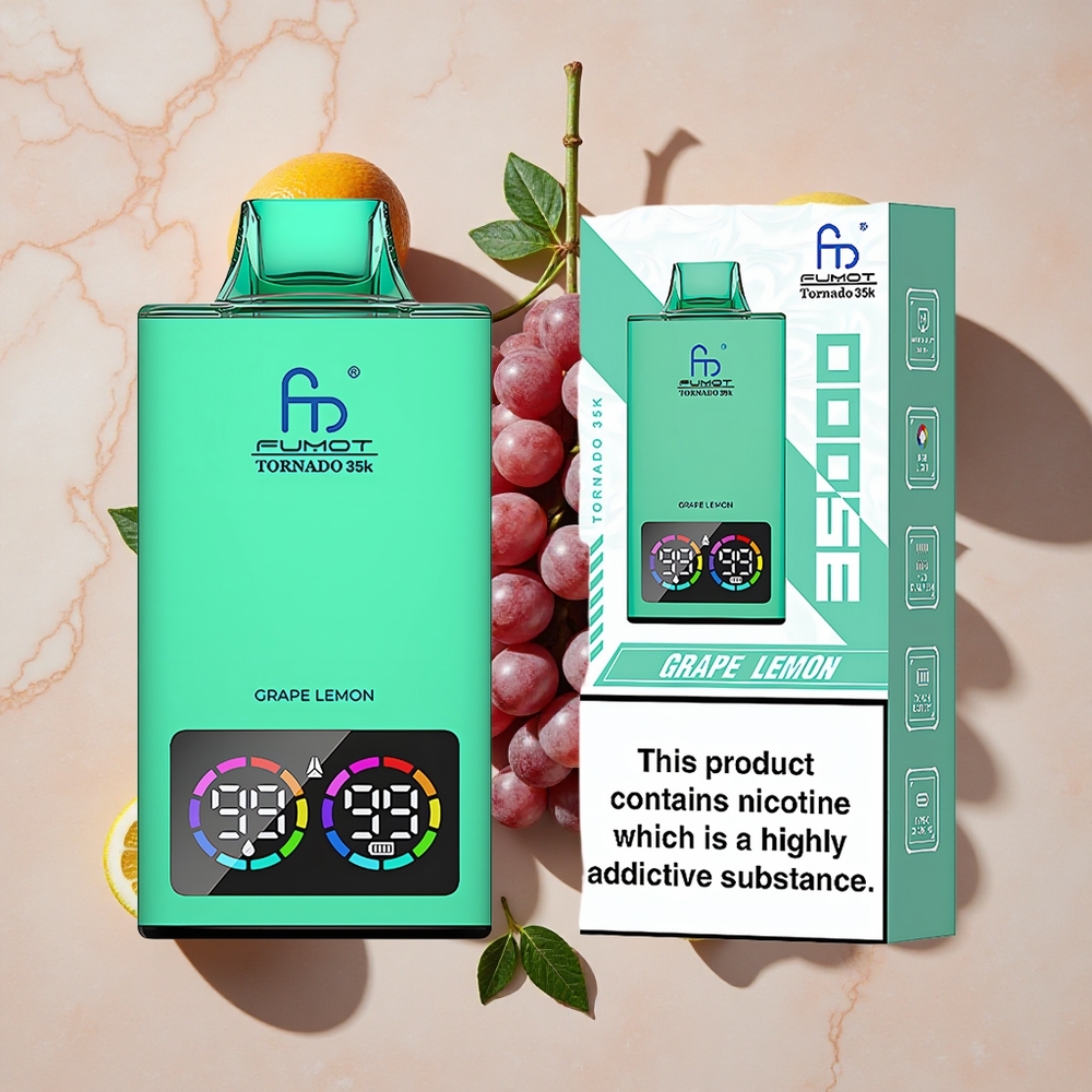 Fumot Tornado 35K Vienreizlietojamais Vape Vīnogu Citrons ar 15ml E-šķidruma & 35000 Puffi