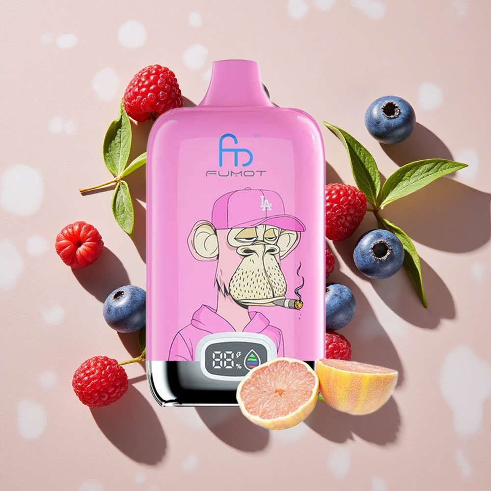 Fumot Tornado Digital Box 12000 Puffs Vienreizlietojamais Vape Zileņu Aveņu 20ml E-Liquid MTL