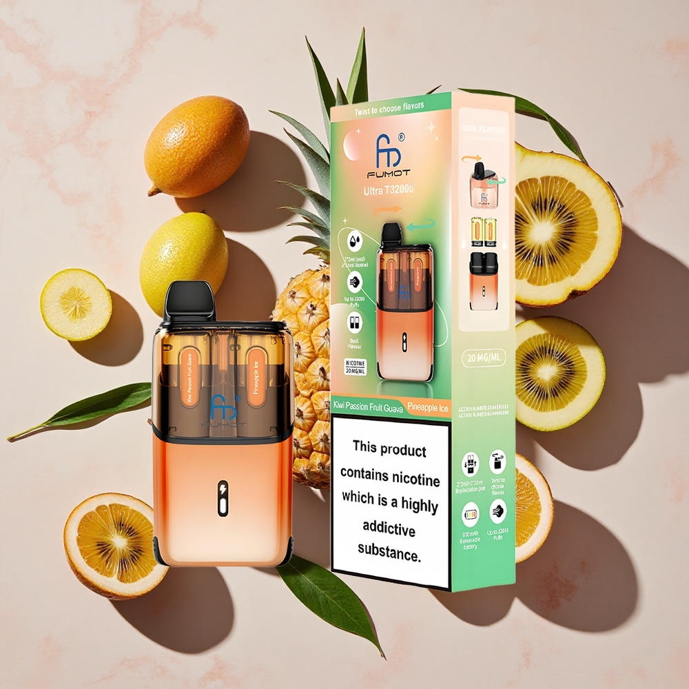 Fumot Ultra T32000 Vienreizlietojamais Vape Kiwi Passion Fruit Guava - Ananāsu Ledus (32000 Puffs, 800mAh)