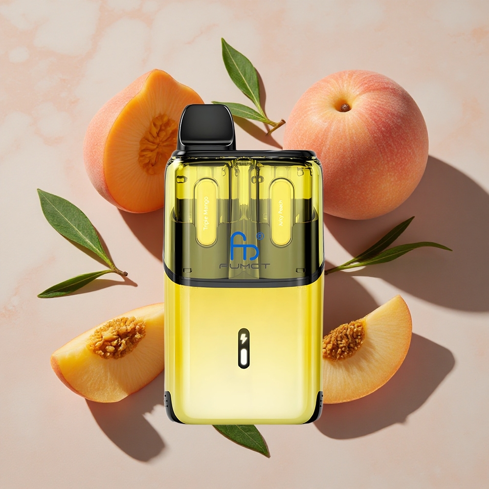 Fumot Ultra T32000 Vienreizlietojamais Vape Trīs Mango - Sulušais Persiks, 32000 Puffs, 24ml