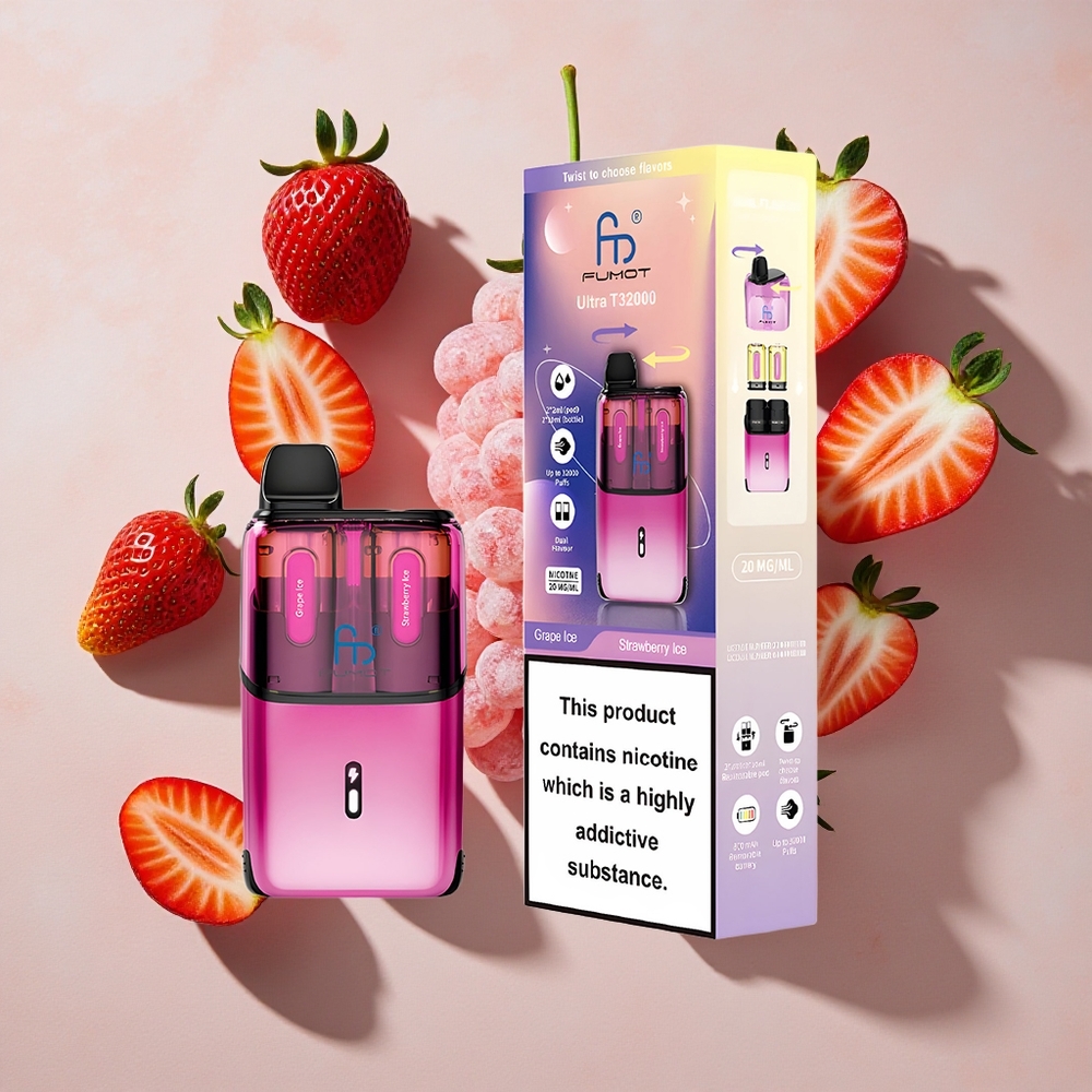 Fumot Ultra T32000 Vienreizlietojamais Vape Vīnogu Saldējums - Zemeņu Saldējums 32000 Puffs 24ml EŠķidrums