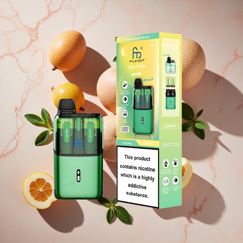 Fumot Ultra T32000 Vienreizlietojamais Vape Vēsā Mētra - Spearmint, 32000 Puffs, 24ml EŠĪD