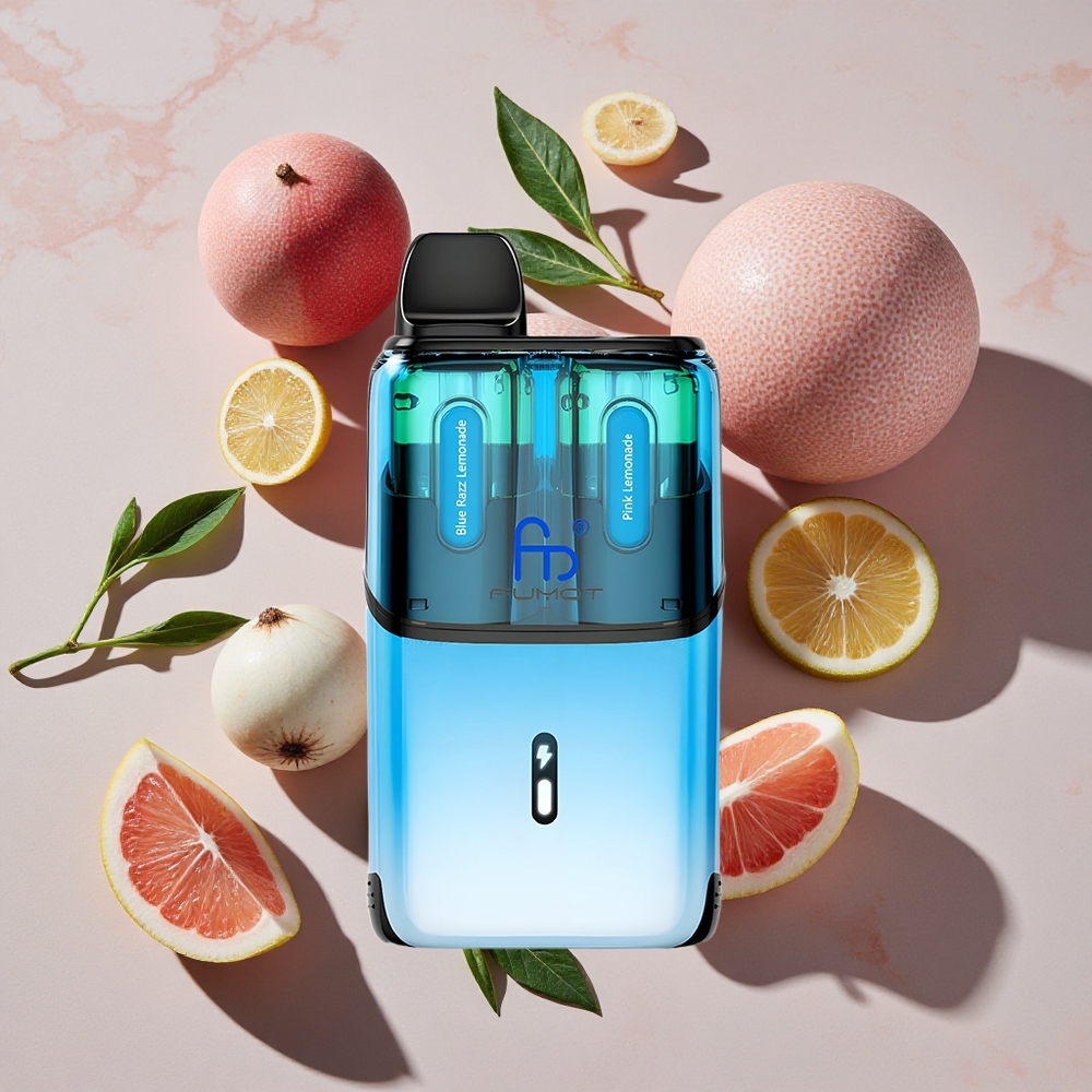 Fumot Ultra T32000 Vienreizlietojamais Vape Zilā Aveņu Limonāde - Rozā Limonāde, 32000 Iekrājumi, 24ml EŠĪĻŠĪD