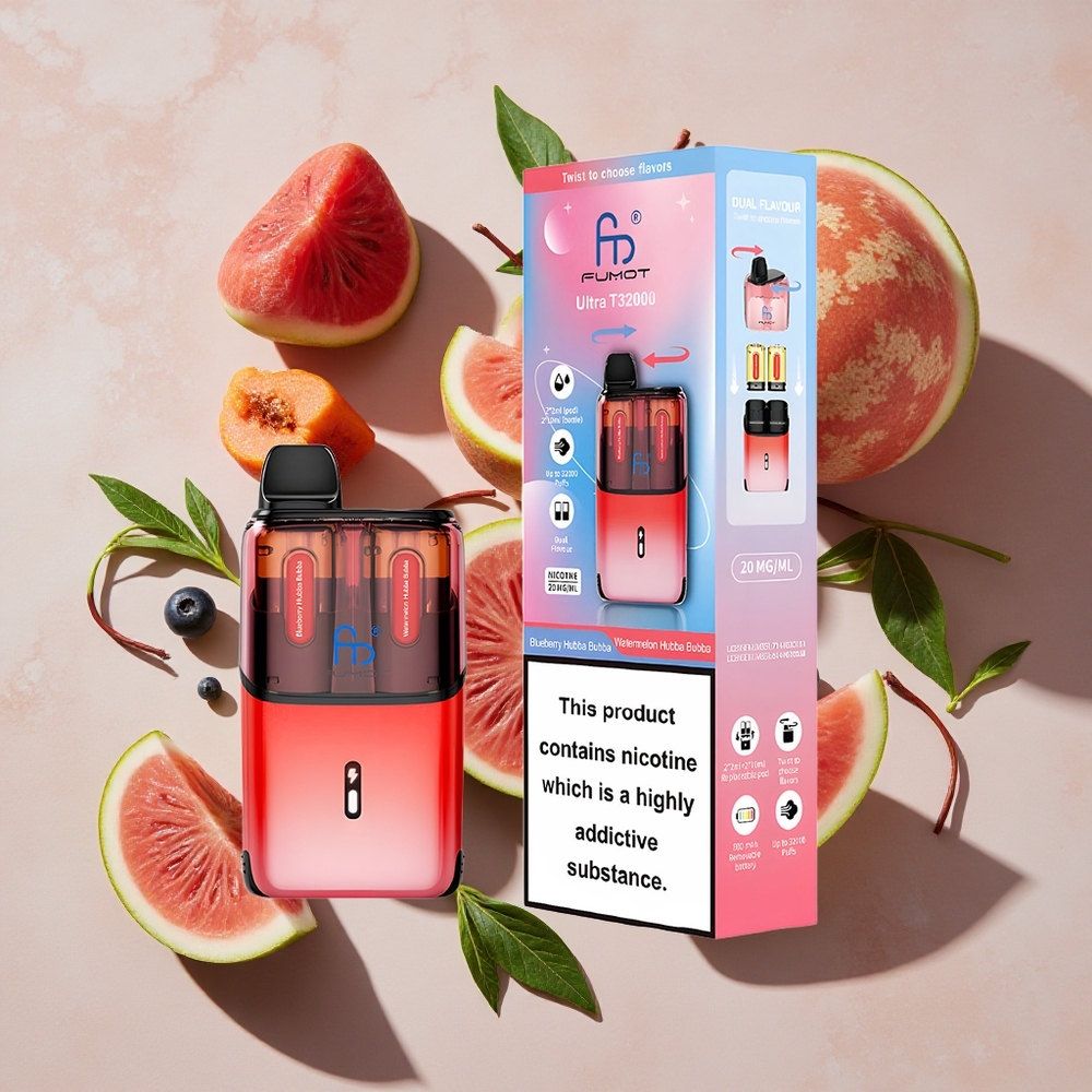 Fumot Ultra T32000 Vienreizlietojamais Vape Zilā Ķirbja Arbūza Hubba Bubba - 32000 Pūtiens, 24ml E-Liquids
