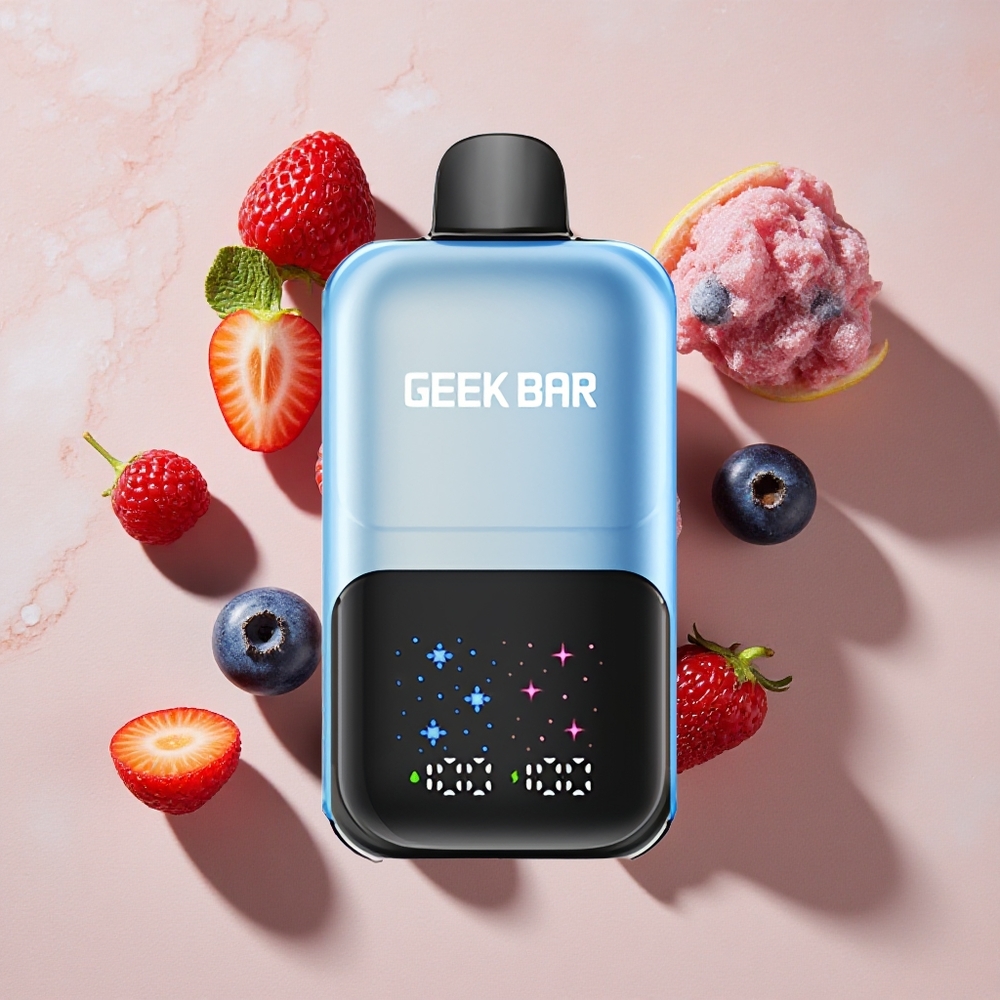 GEEK BAR 2GO Divu Sēriju Vienreizlietojamais Vape Pildspalva 20ml Līdz 50000 Pūkšu Zemenes Aveņu Ledus