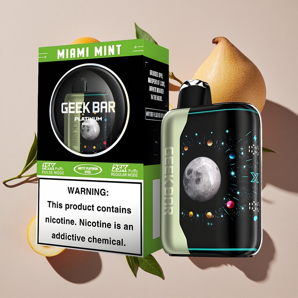 GEEK BAR Platinum Edition 25000 Iekšējās Puffes Vienreizlietojamais Vape Miamas Mētra