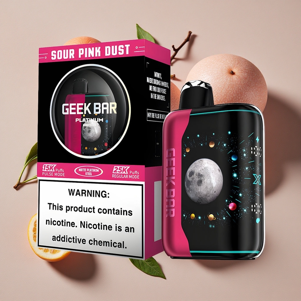 GEEK BAR Platinum Edition 25000 Iekšējie Puffi Skābo Rožu Putekļu Vienreizlietojamais Vape