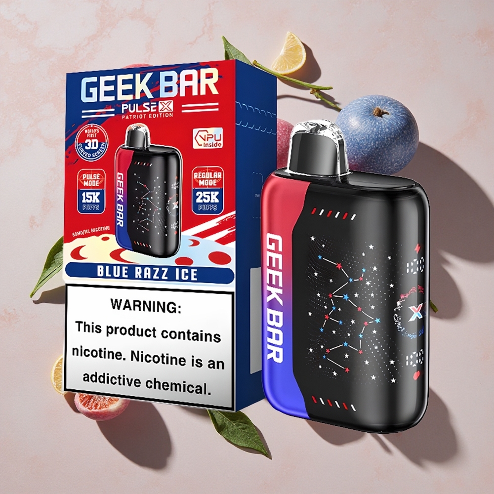 GEEK BAR Pulse X 25000 Puffs Vienreizlietojamais Vape Patriot Edīcija ar 18mL e-šķidruma un USB Type-C uzlādi