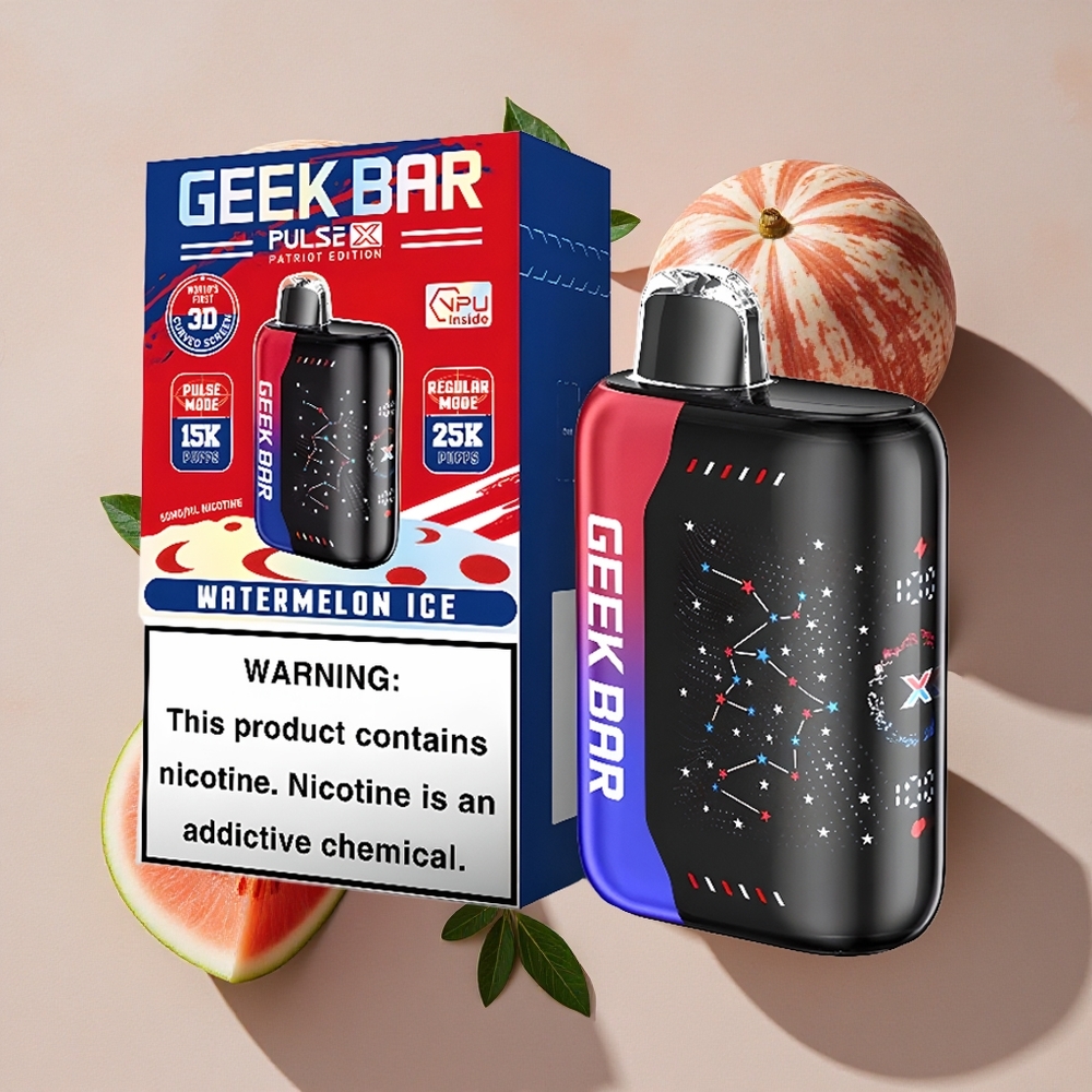 GEEK BAR Pulse X 25000 Puffs Vienreizlietojamais Vape Patriot Edīcija ar 18mL e-šķidruma un USB Type-C uzlādi