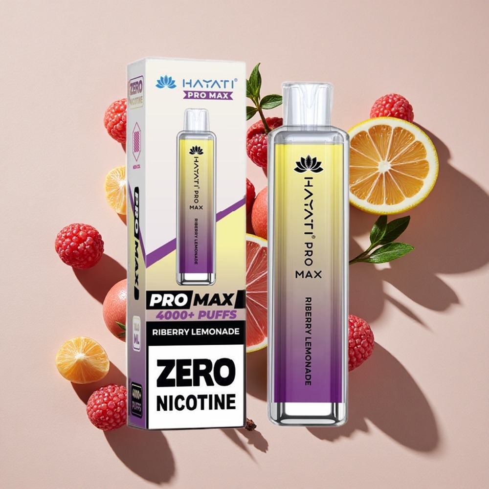 Hayati Pro Max 4000 Puffs Izmērāms Izkārnījums Riberry Limonāde (28×28×120mm, 2%, 5% Nikotīna)