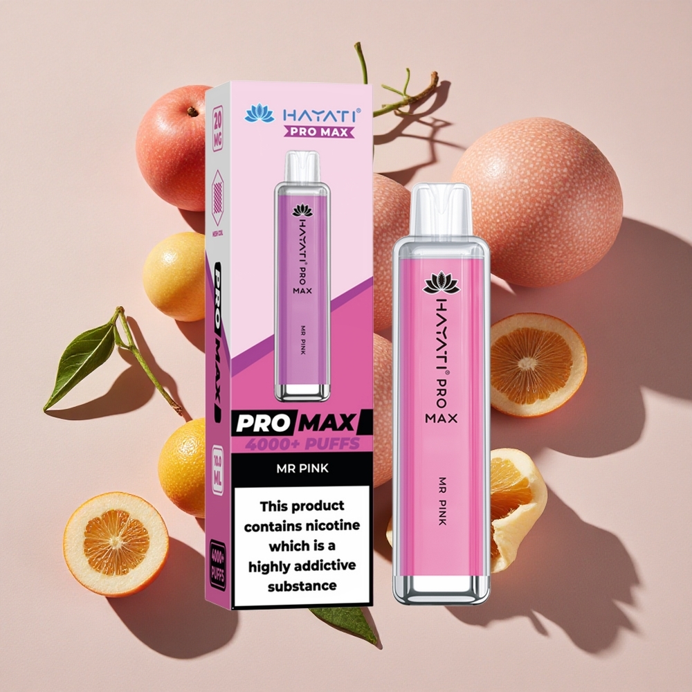 Hayati Pro Max 4000 Puffs Vape Mr Rozā Dual 1.1 Ohm Mesh Spole 2%, 5% Nikotīna
