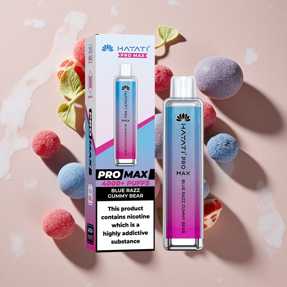 Hayati Pro Max 4000 Puffs Vape Zilā Mellenču Gumijlācīši ar 1400mAh bateriju un LED gaismu