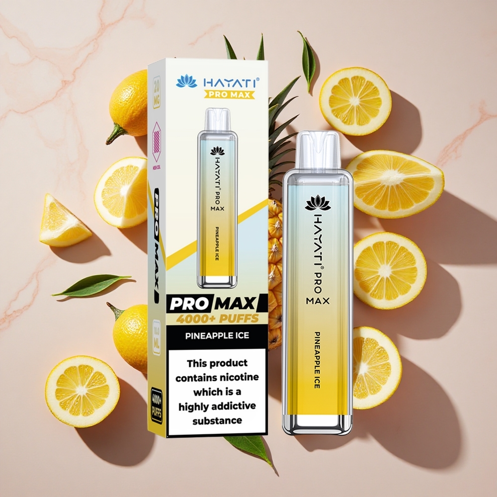 Hayati Pro Max 4000 Puffs Vienreizlietojamais Vape Ananāsa Ledus, 2ml tvertne ar 10ml automātisko uzpildi